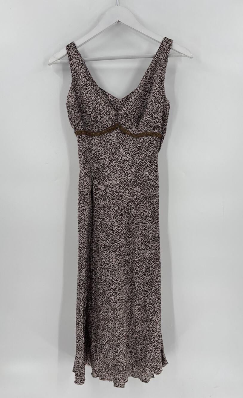Vintage Motivi Dress Womens Small Multicolor Spotted Sleeveless Slip 1990s Satin